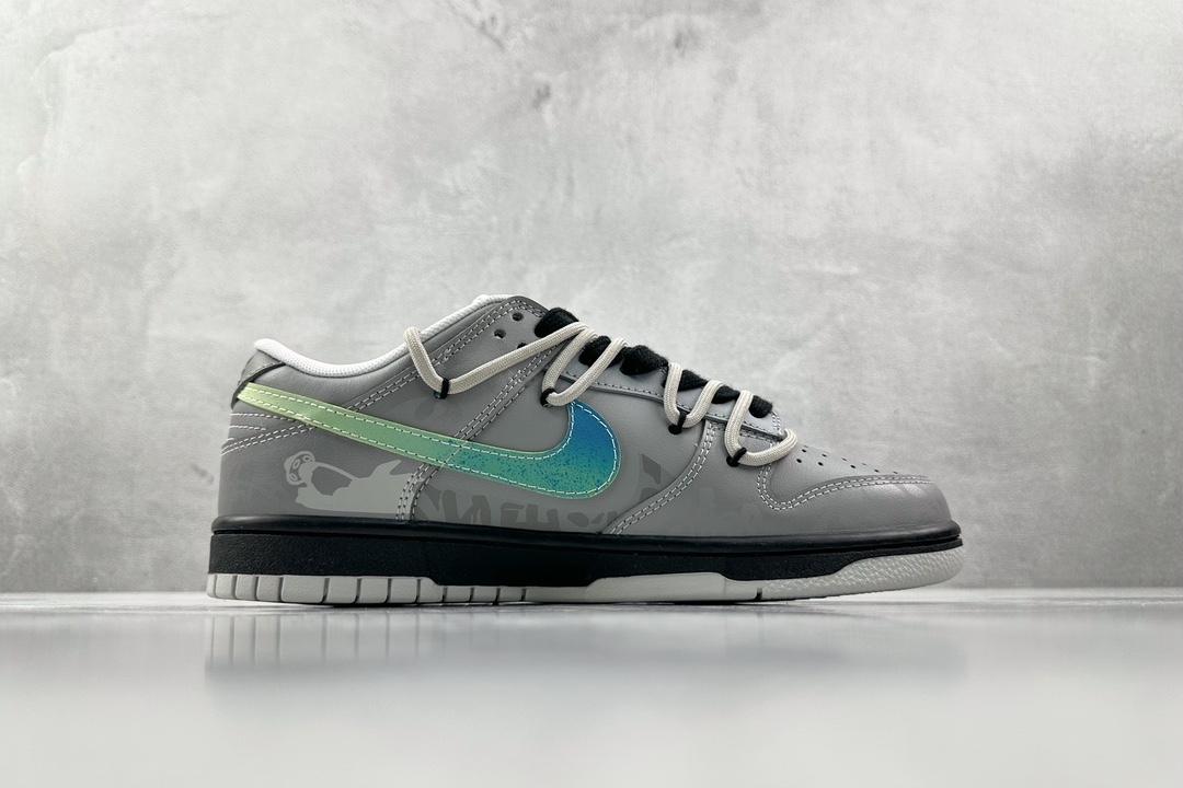 礼盒 DIY 300 【定制球鞋】 Nike Dunk Low 熊猫恶作剧 宇宙探索 外星威胁 灰绿 DV0831-101