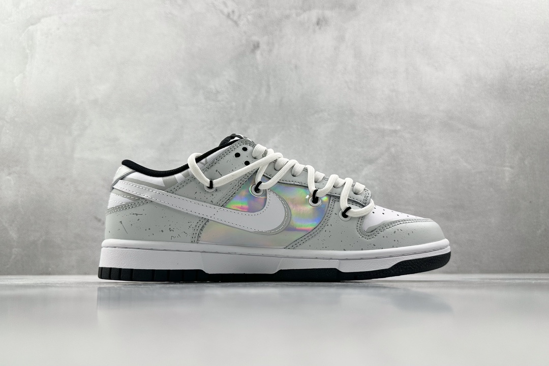 礼盒 DIY 300 【定制球鞋】 Nike Dunk Low Retro 梦压星河 星星 镭射 白灰蓝 DD1391-100