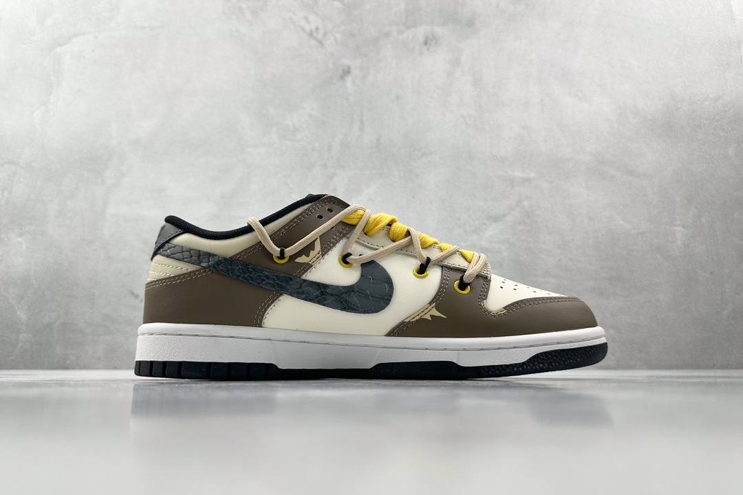 礼盒 DIY 300 【定制球鞋】Nike Dunk Low 披荆斩棘 黑曼巴蛇纹 黑棕 DV0831-002