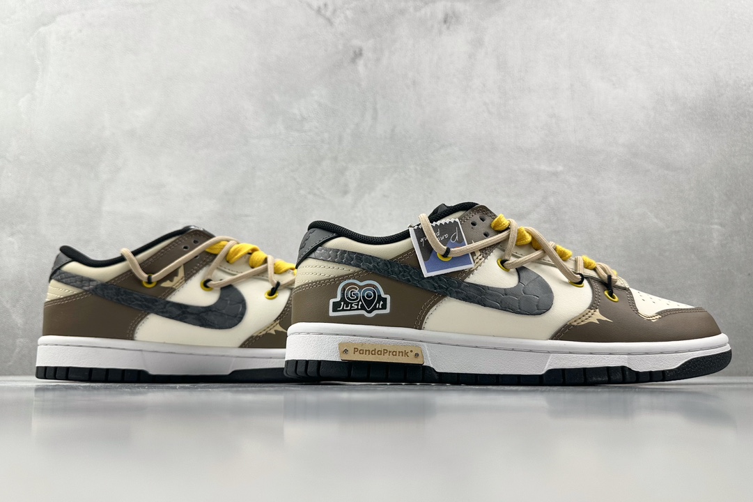 礼盒 DIY 300 【定制球鞋】Nike Dunk Low 披荆斩棘 黑曼巴蛇纹 黑棕 DV0831-002