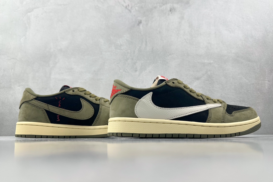 PB 头层 260 最新外贸批次 Travis Scott x Jordan Air Jordan 1 Low OG 倒钩7.0绿黑白 DM7866-002