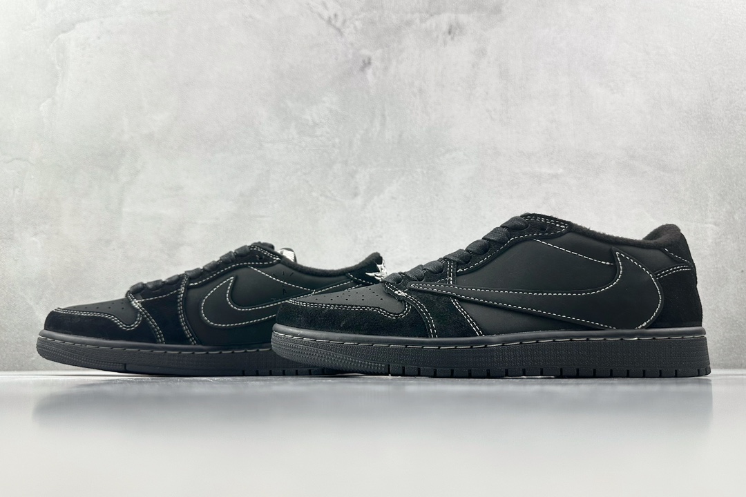 PB 头层 260 最新外贸批次 Travis Scott x Jordan Air Jordan 1 Low OG ”Black/Phantom”黑武士 黑色倒钩4.0 DM7866-001