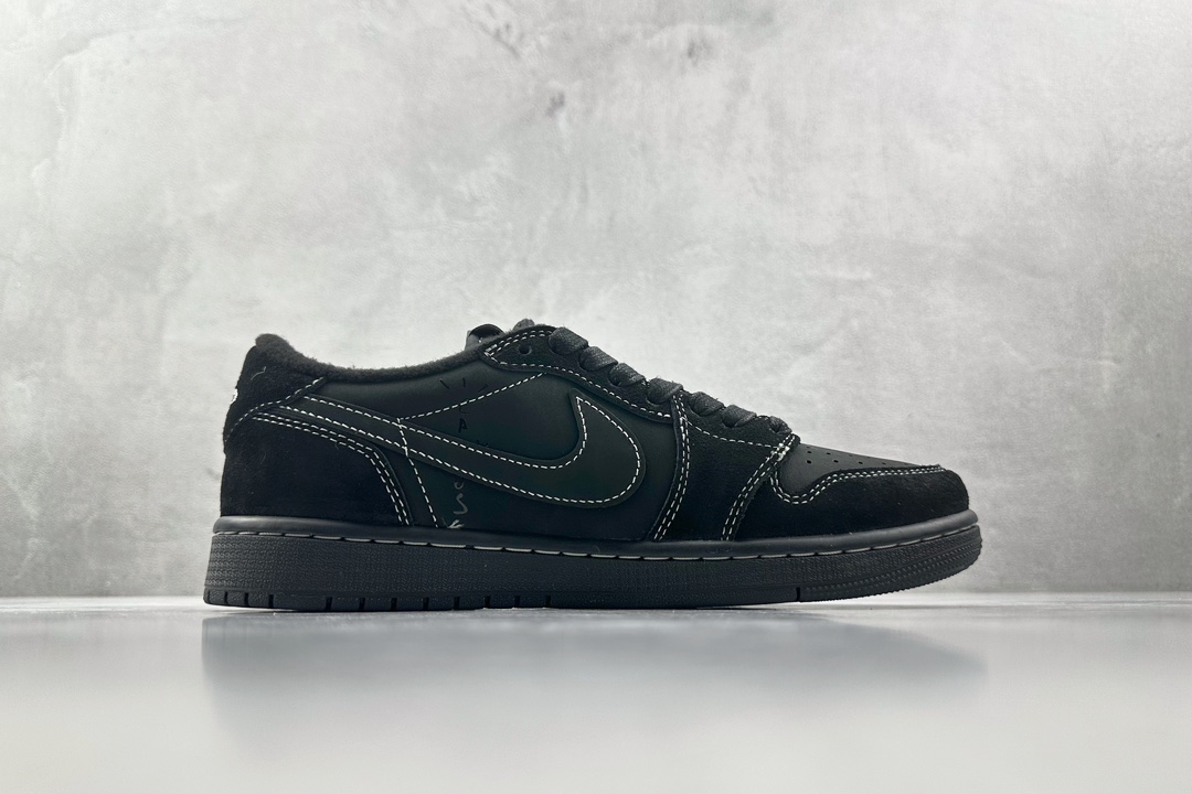 PB 头层 260 最新外贸批次 Travis Scott x Jordan Air Jordan 1 Low OG ”Black/Phantom”黑武士 黑色倒钩4.0 DM7866-001