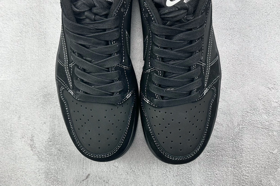 PB 头层 260 最新外贸批次 Travis Scott x Jordan Air Jordan 1 Low OG ”Black/Phantom”黑武士 黑色倒钩4.0 DM7866-001