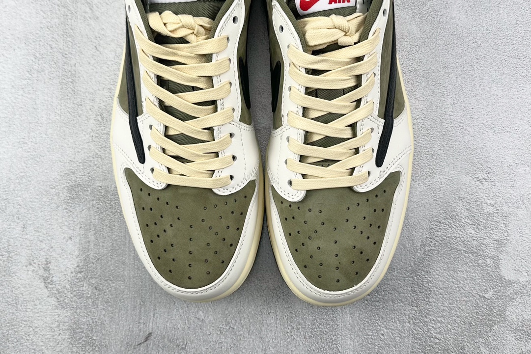 PB 头层 260 最新外贸批次 Travis Scott x Jordan Air Jordan 1 Low OG ”MediumOlive” 米绿 DM7866-200