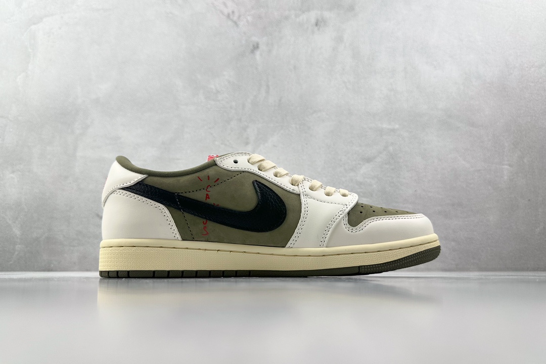 PB 头层 260 最新外贸批次 Travis Scott x Jordan Air Jordan 1 Low OG ”MediumOlive” 米绿 DM7866-200