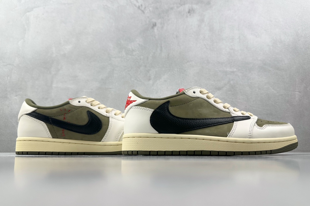 PB 头层 260 最新外贸批次 Travis Scott x Jordan Air Jordan 1 Low OG ”MediumOlive” 米绿 DM7866-200