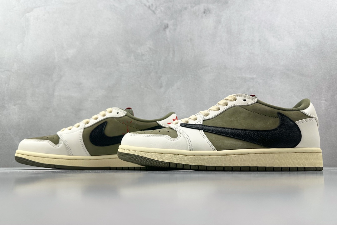 PB 头层 260 最新外贸批次 Travis Scott x Jordan Air Jordan 1 Low OG ”MediumOlive” 米绿 DM7866-200