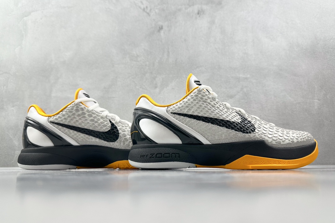 GX 460 顶级纯原 完美复刻 Nike Zoom Kobe 6 Protro "White Del Sol"黑白黄  CW2190-100