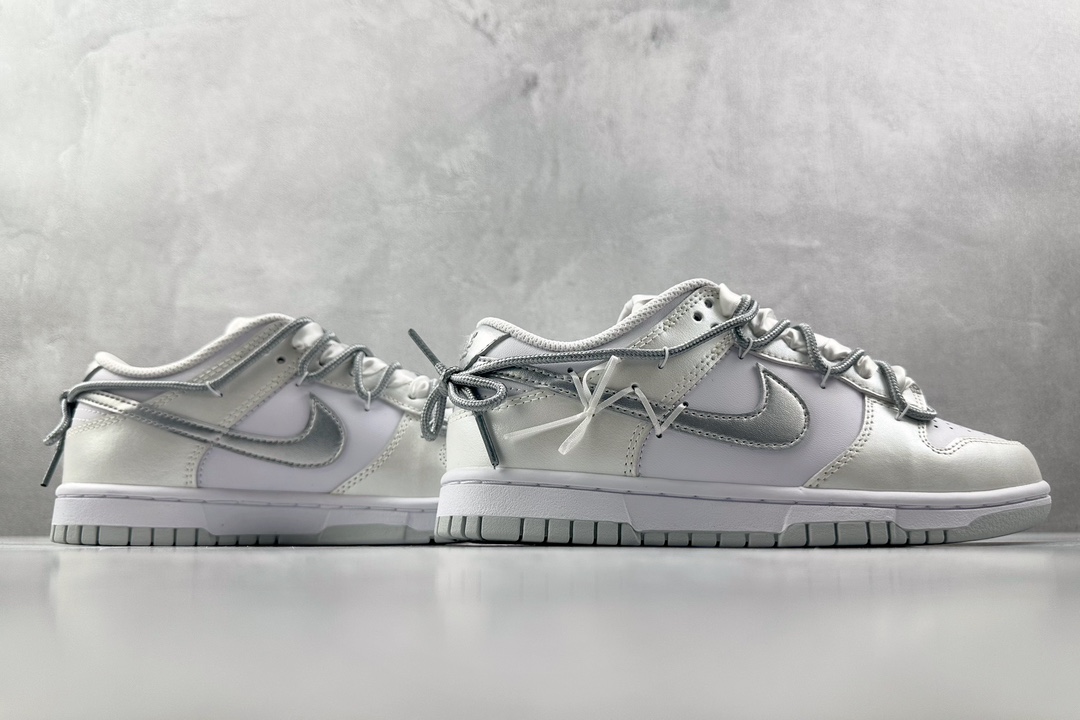 YC 280 纯原【定制球鞋】 Nike Dunk 轻银芭蕾 丝带 GS白银 DH9765-102