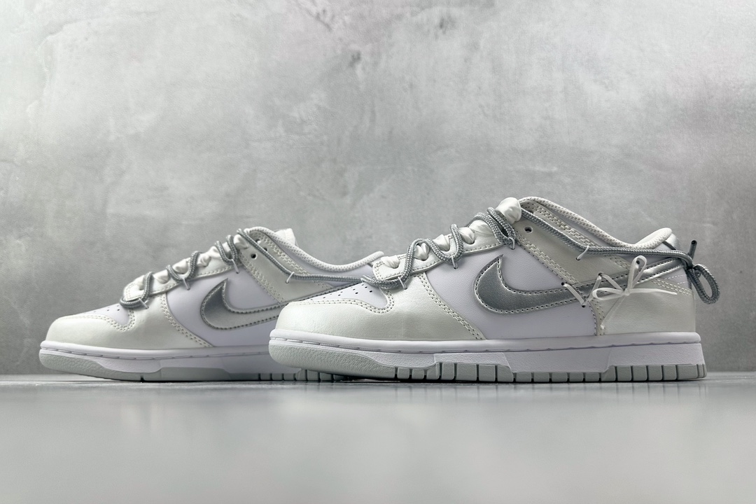 YC 280 纯原【定制球鞋】 Nike Dunk 轻银芭蕾 丝带 GS白银 DH9765-102