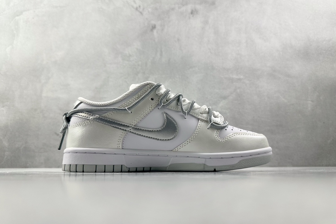 YC 280 纯原【定制球鞋】 Nike Dunk 轻银芭蕾 丝带 GS白银 DH9765-102