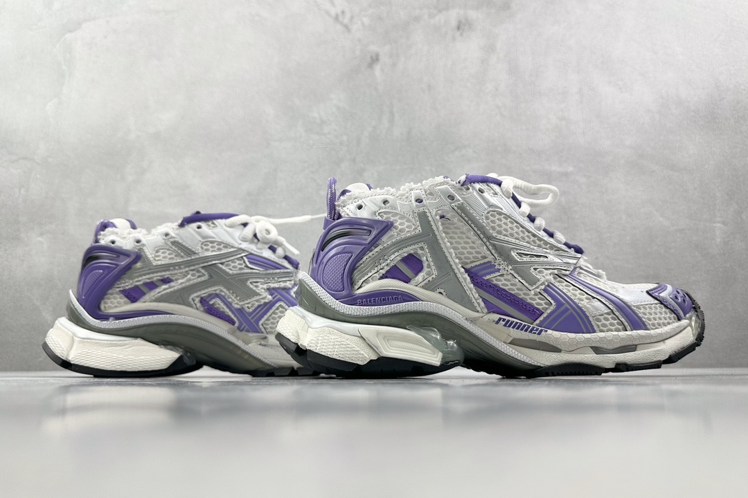 XA 480 Runner 七代 最新外贸批次 Balenciaga巴黎世家 白紫色 677402W3RB35901