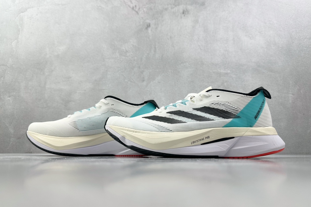 顶级纯原 专业跑鞋 adid Adizero Boston 12 白黑  ID4237
