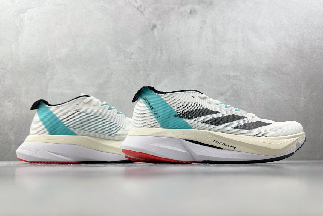 顶级纯原 专业跑鞋 adid Adizero Boston 12 白黑  ID4237