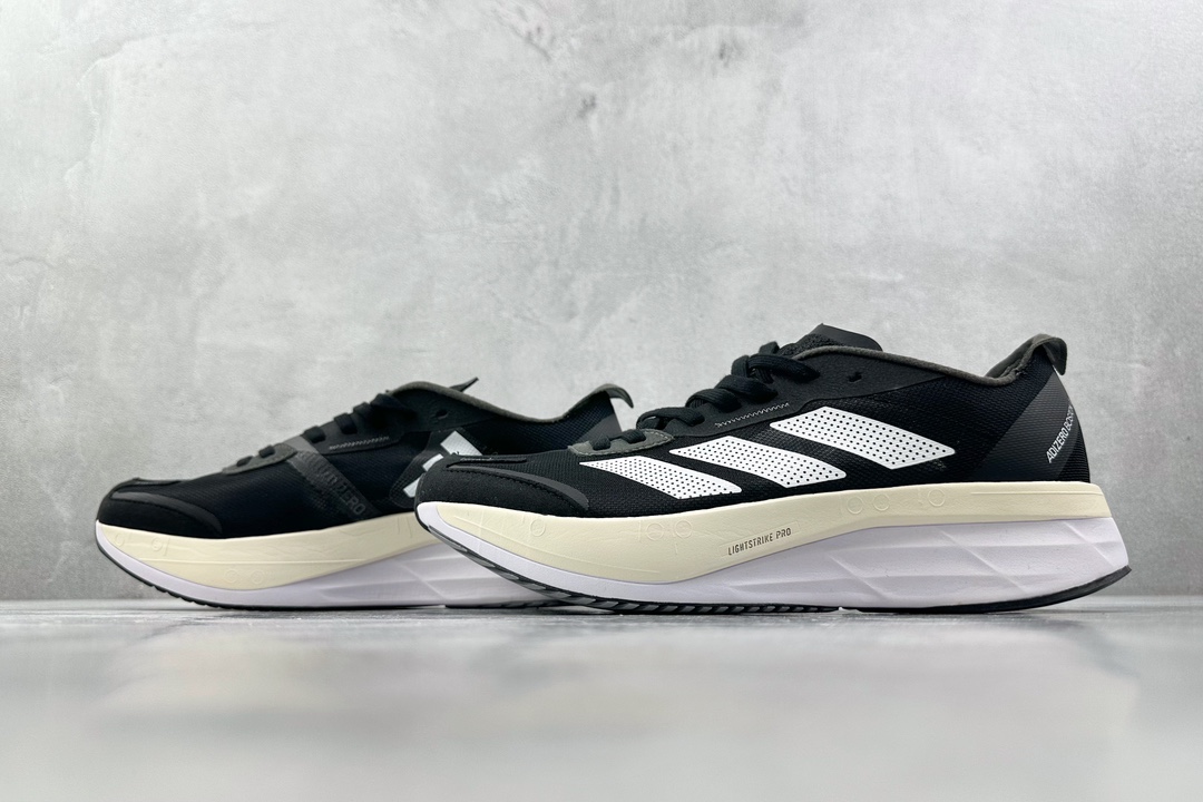 顶级纯原 专业跑鞋 adid Adizero Boston 11 黑白色  GX6651