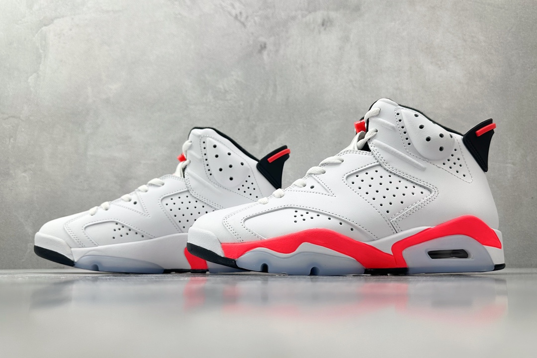 全新外贸订单 Jordan Air Jordan 6 Retro Infrared White 樱木 红白 384664-123