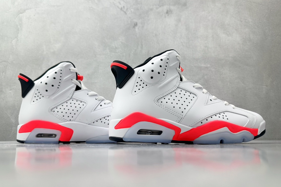 全新外贸订单 Jordan Air Jordan 6 Retro Infrared White 樱木 红白 384664-123