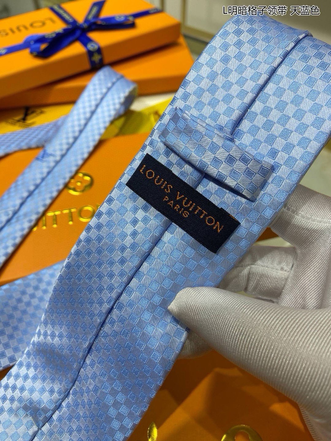 Luxurious Men’s Ties: Synthetic P180 Series with Iconic Damier Pattern. - 图片 7