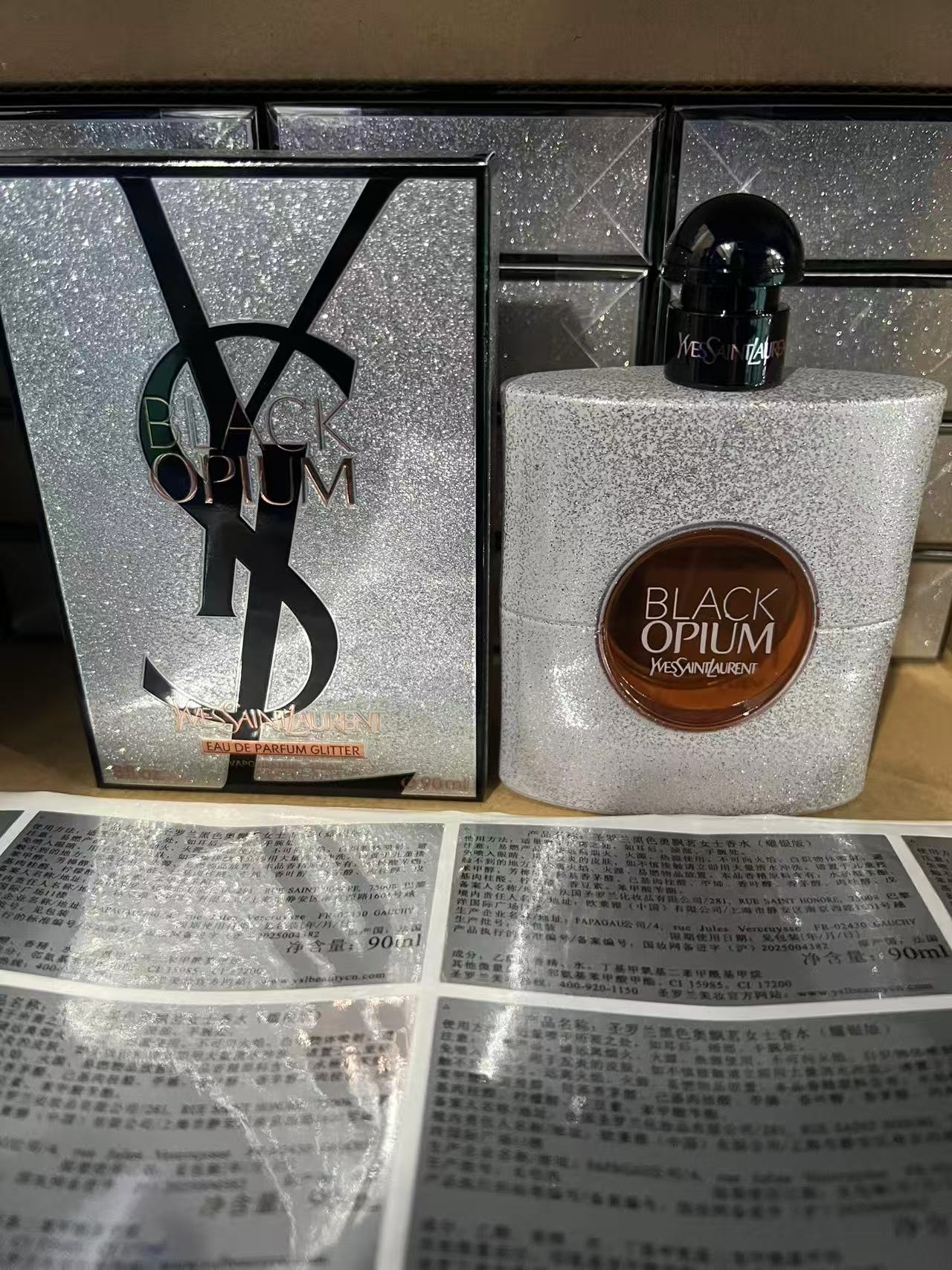 72. Perfume Black Opium Silver de YSL 90ml/versión Guangdong B 🔜 versión Mingtong. ¡Alta calidad❗🇫🇷YSL/Perfume conce…