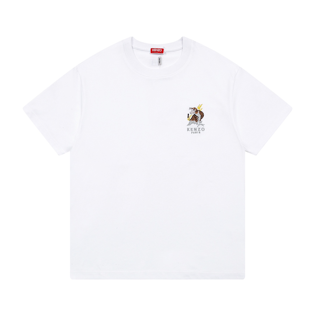 KENZO Clothing T-Shirt Embroidery Unisex Cotton Double Yarn Short Sleeve