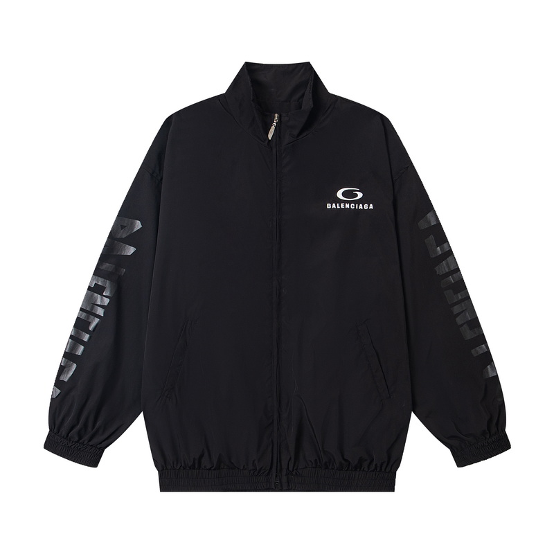 P165 Balenciaga/BALENCIAGA LARGE TRACKSUIT JACKET IN BLACK 2025 Otoño/Invierno nueva chaqueta deportiva con bordado Loo…