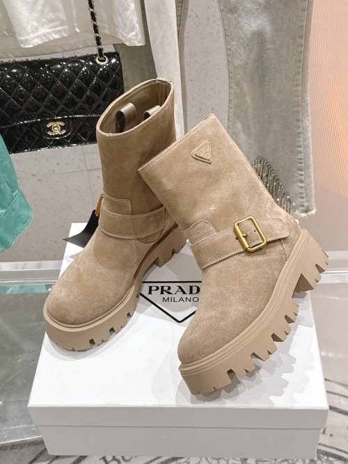 Prada F041 Series Suede Platform Mid-Calf Boots for Women 1 Prada F041 Series Suede Platform Mid-Calf Boots for Women