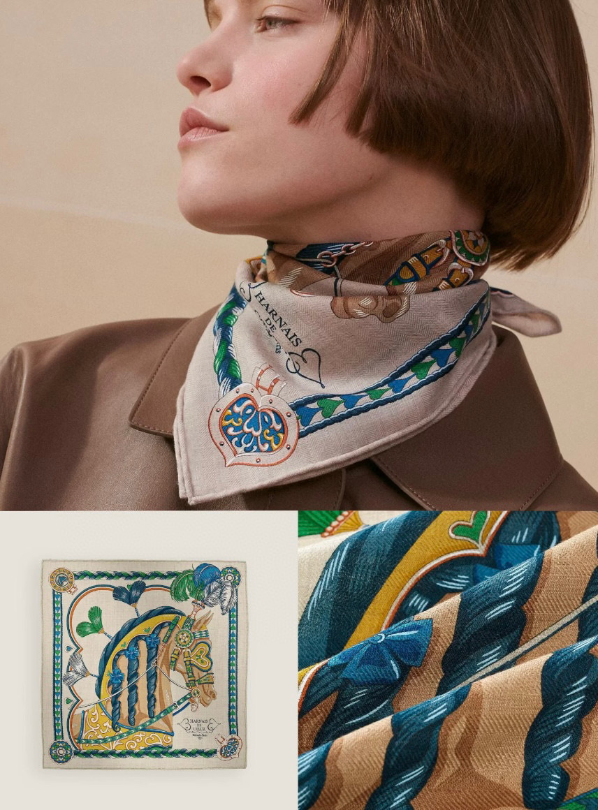 ✨✨【18姆米 双面同色】H家真丝新款🆕👏👏买了都说好看‼️推荐💕【甜蜜鞍具 90】真丝方巾，顶级工艺超