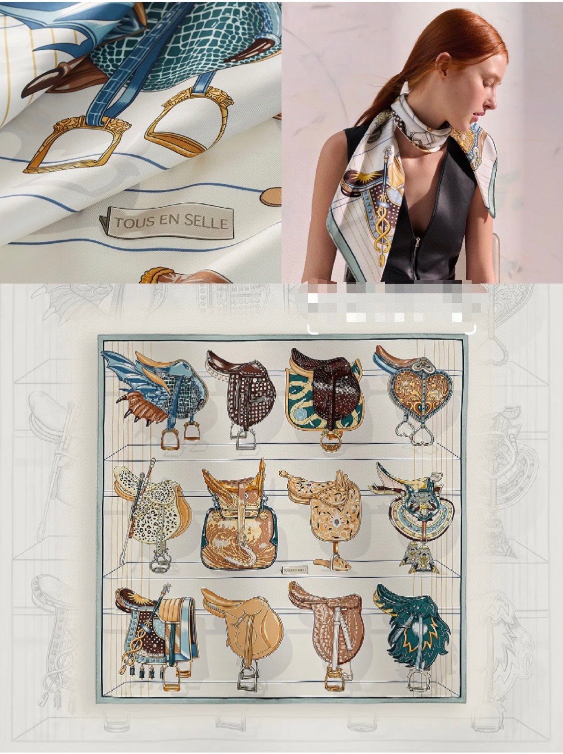 ✨✨【18姆米 双面同色】H**S真丝新款🆕👏👏买了都说好看‼️推荐💕【鞍上世界90】真丝方巾，顶级工艺