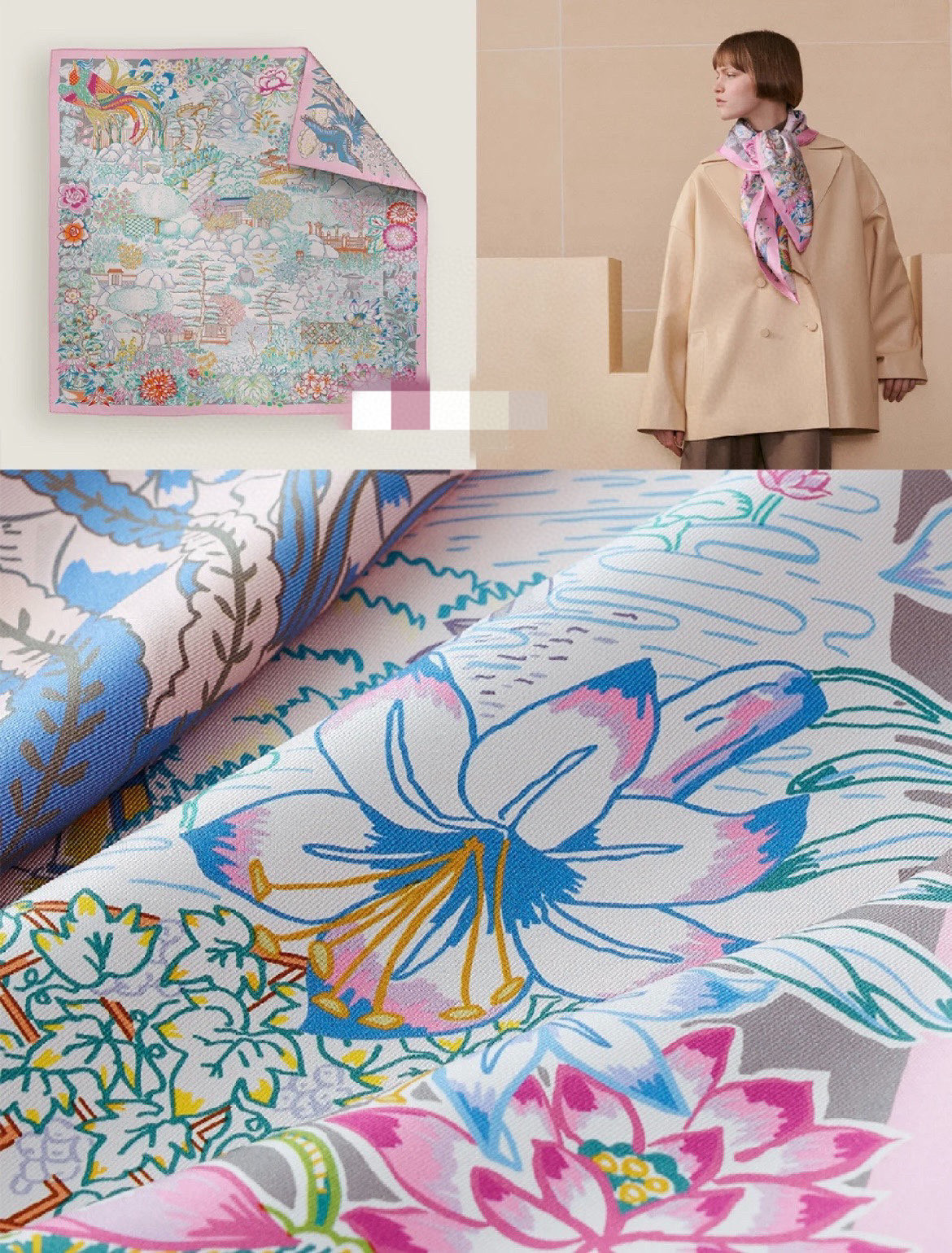 ✨✨【加厚 18姆米 双面异色】H**S真丝新款🆕👏👏买了都说好看‼️推荐💕【凤凰 90】真丝方巾，顶级