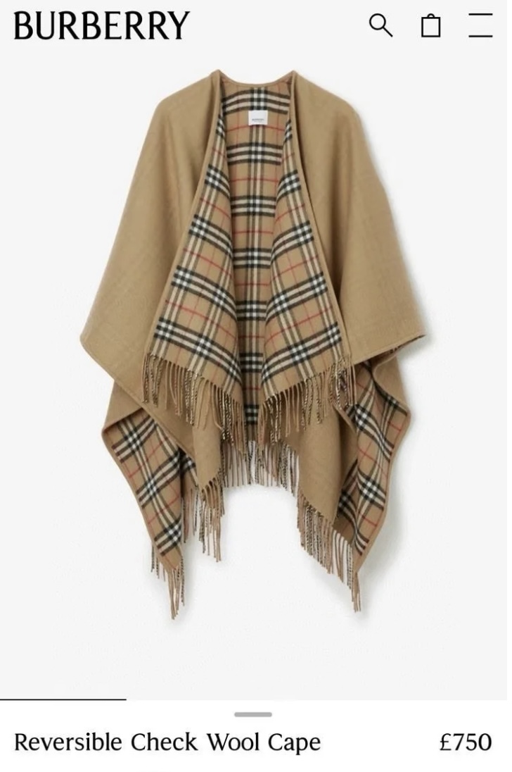 Reversible Wool Blend Cape, Check and Solid Design, One Size Fits All 4 i1756053841209 8001 0 2