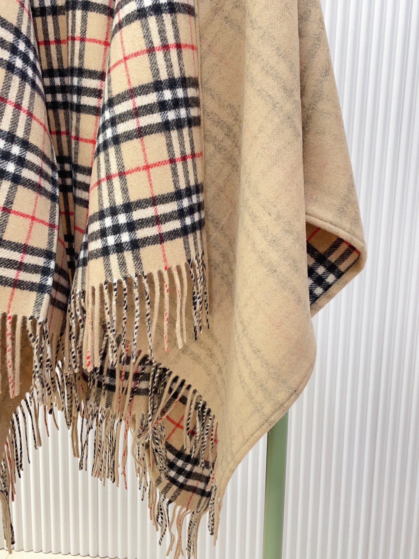 Reversible Wool Blend Cape, Check and Solid Design, One Size Fits All 10 i1756053841955 1648 0 8