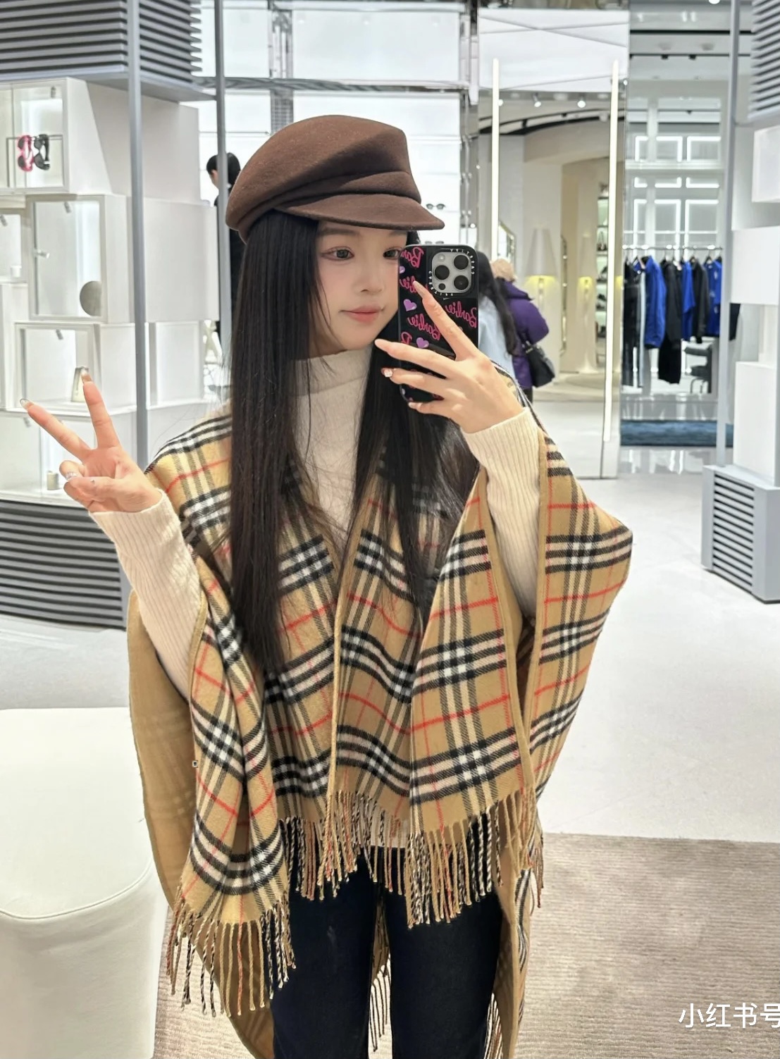 Reversible Wool Blend Cape, Check and Solid Design, One Size Fits All 3 i1756053842732 9353 0 1