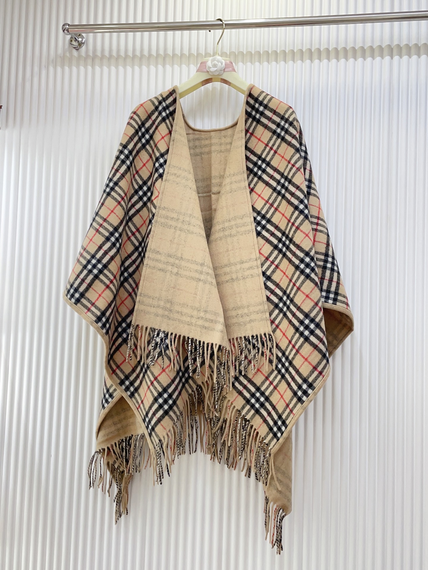 Reversible Wool Blend Cape, Check and Solid Design, One Size Fits All 7 i1756053843230 1250 0 5