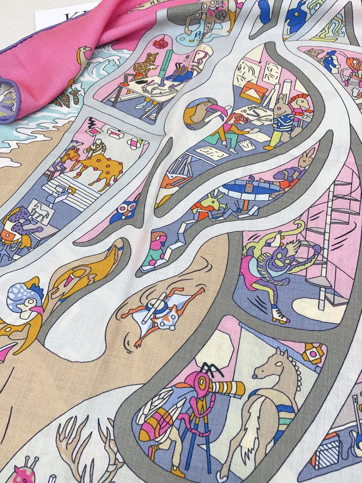 ✨✨【双面同色 丝毛款】H家羊绒新款 买了都说好看‼️推荐💕【马术学院 140】羊绒方巾‼️H家ZG爆款