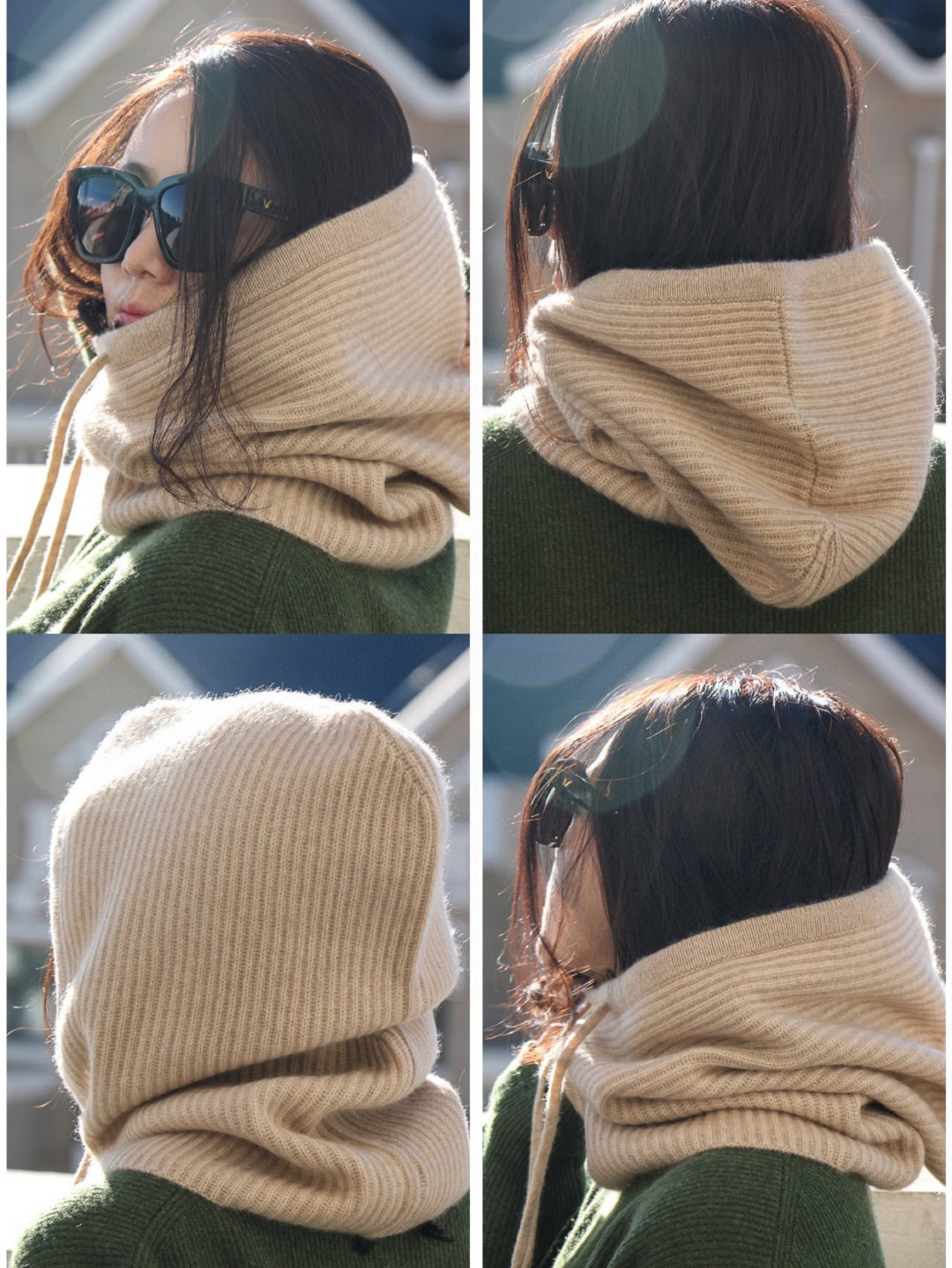 ✨✨牛货🐂【LP针织围脖连帽】‼️是围脖，又是帽子，松紧带设计，加厚纯羊绒非常舒适温暖，一次满足您多种保