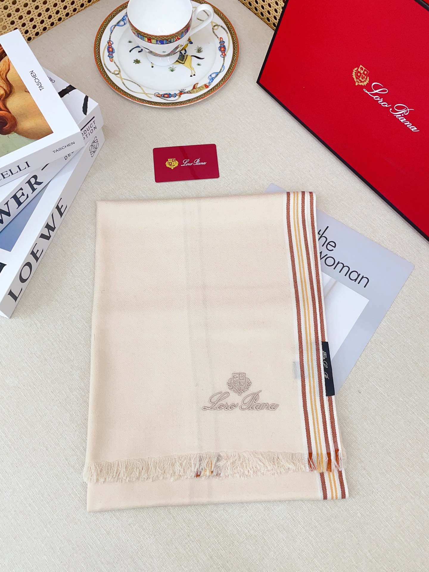 ✨✨【LP纯色刺绣🪡条纹长巾】‼️♨️高尖端产物⚠️重磅呈现 ，绝无仅有 史无前例 100%纯山羊绒 手