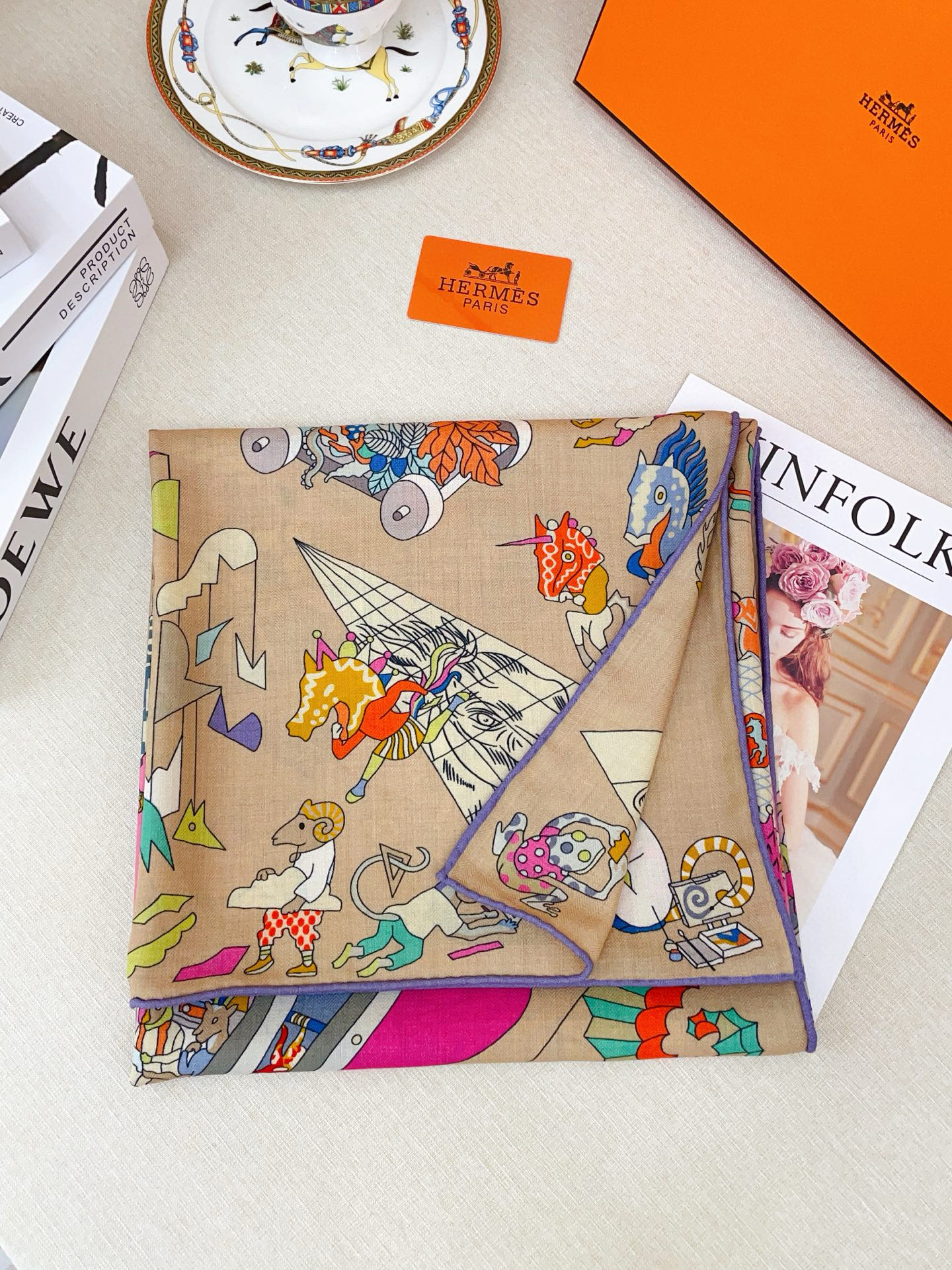 ✨✨【双面同色 丝毛款】H家羊绒新款 买了都说好看‼️推荐💕【马术学院 140】羊绒方巾‼️H家ZG爆款