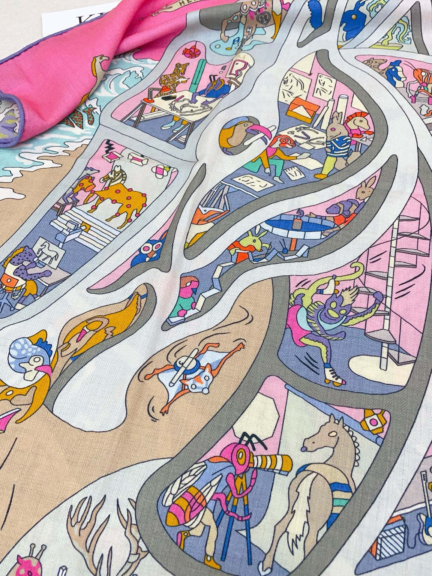 ✨✨【双面同色 丝毛款】H家羊绒新款 买了都说好看‼️推荐💕【马术学院 140】羊绒方巾‼️H家ZG爆款