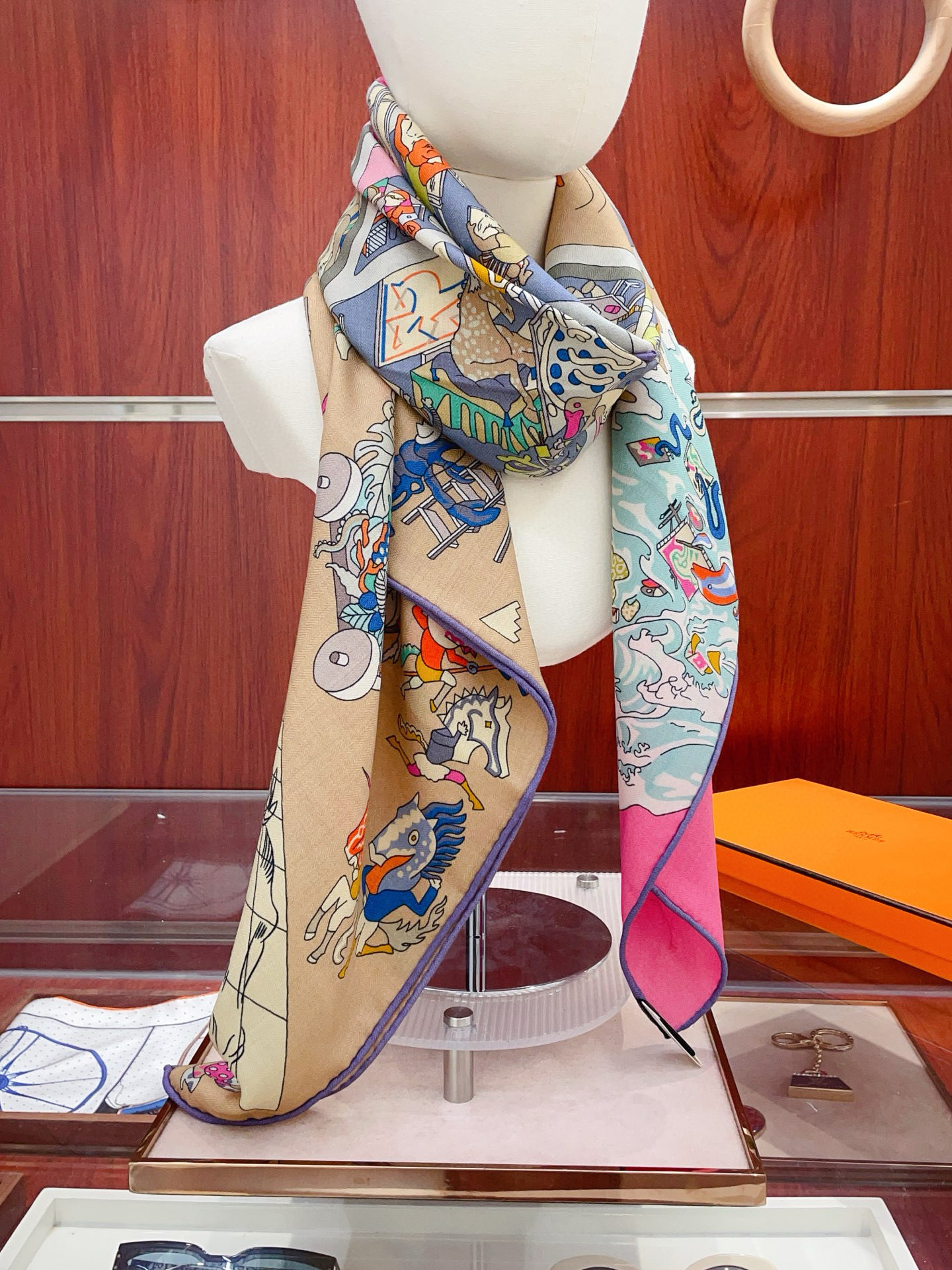 ✨✨【双面同色 丝毛款】H家羊绒新款 买了都说好看‼️推荐💕【马术学院 140】羊绒方巾‼️H家ZG爆款