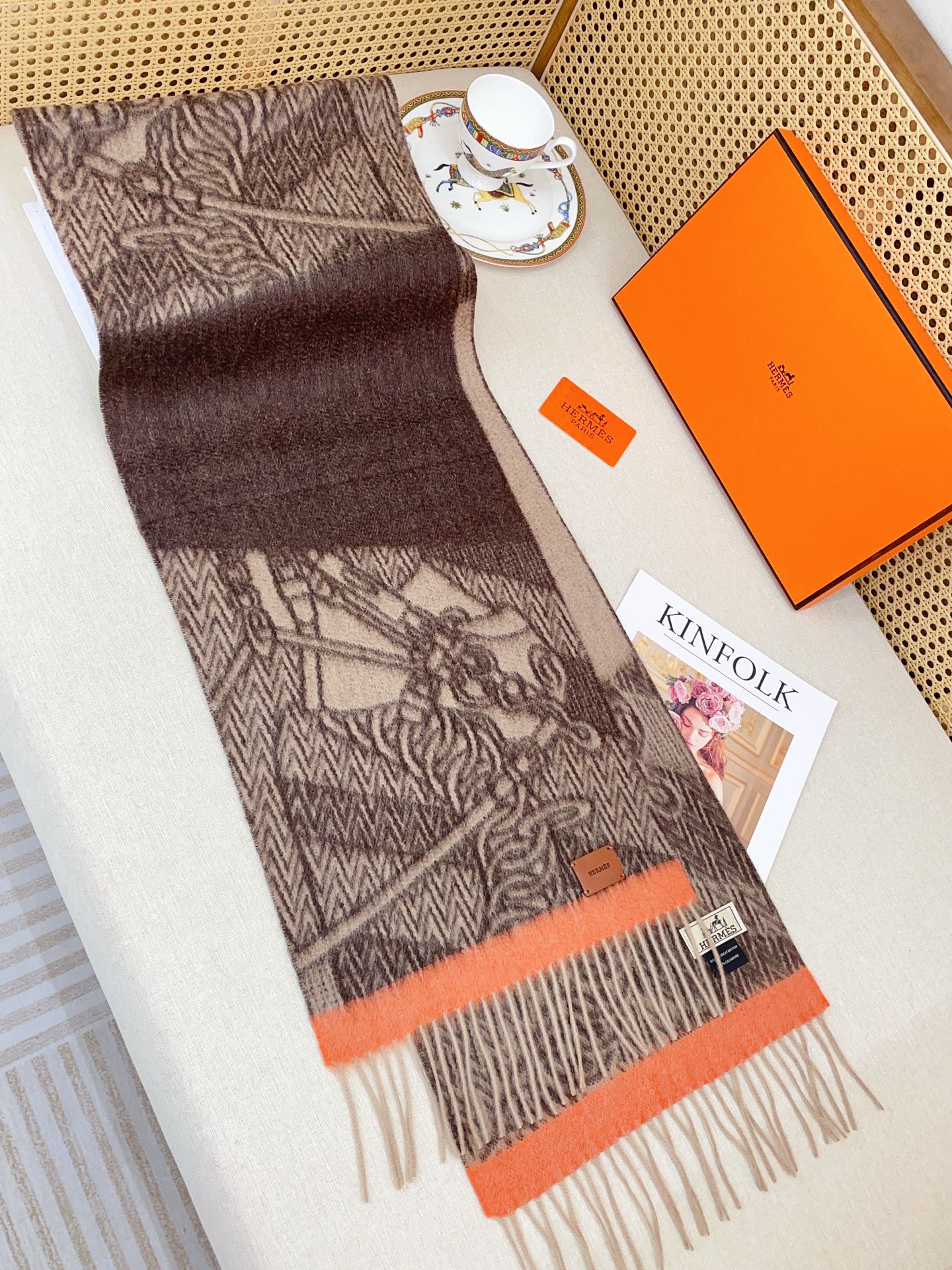 ✨✨【全羊绒款】H家新款【真皮LOGO】羊绒长巾‼️美翻了[流泪]御用殿堂级极品‼️男女同款 进口纯羊绒