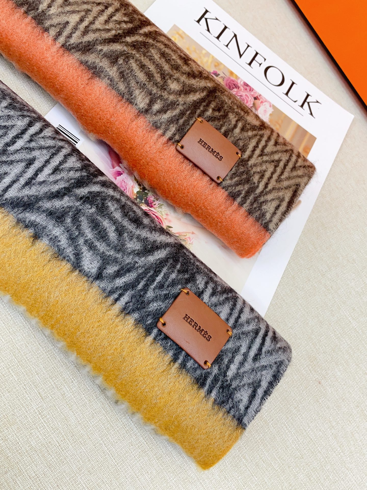 ✨✨【全羊绒款】H家新款【真皮LOGO】羊绒长巾‼️美翻了[流泪]御用殿堂级极品‼️男女同款 进口纯羊绒