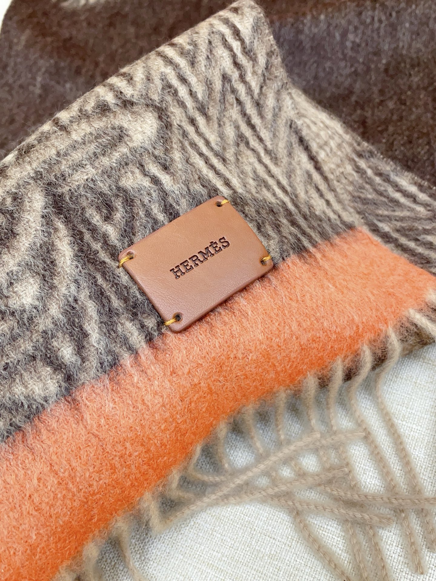 ✨✨【全羊绒款】H家新款【真皮LOGO】羊绒长巾‼️美翻了[流泪]御用殿堂级极品‼️男女同款 进口纯羊绒