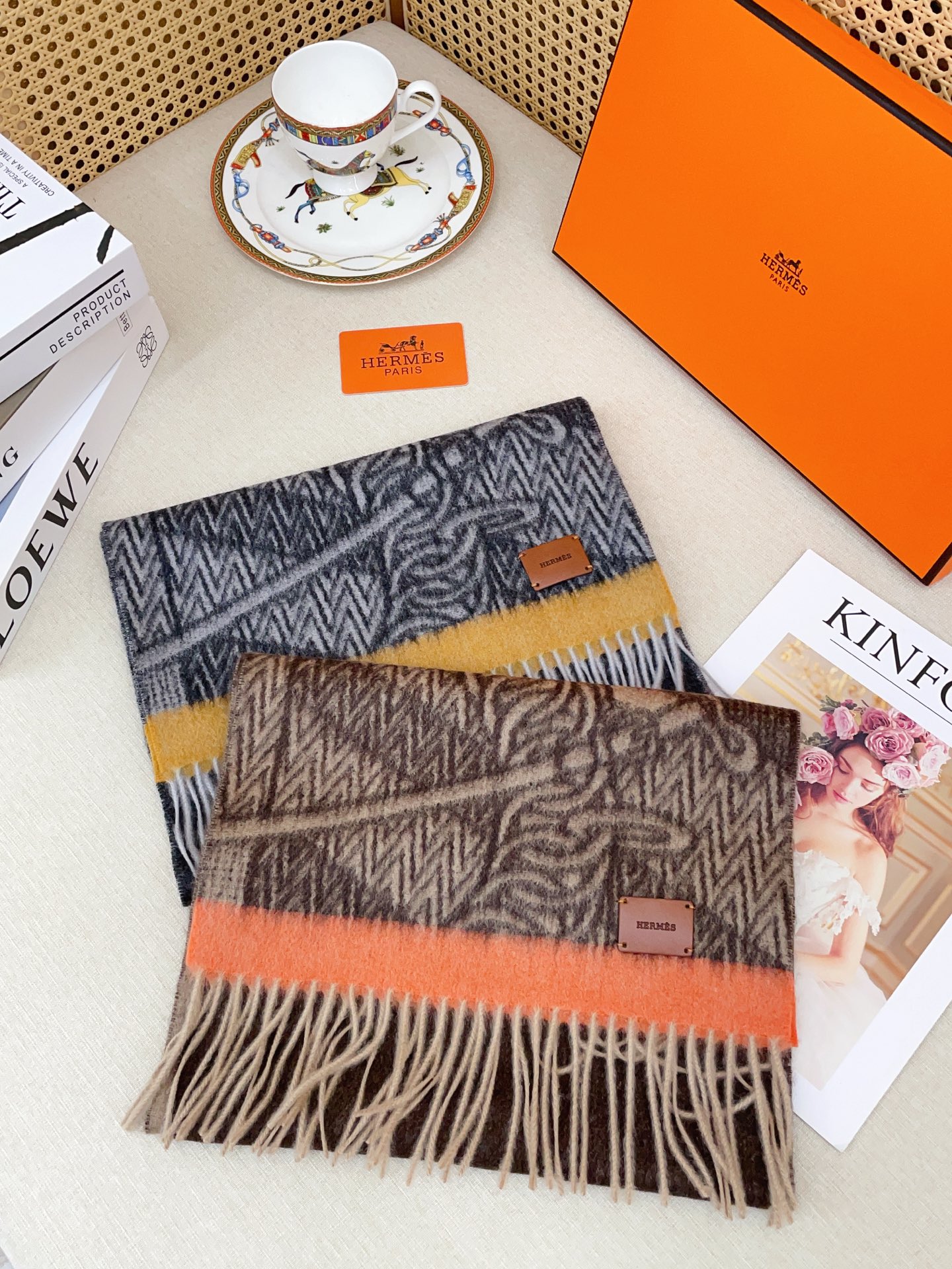 ✨✨【全羊绒款】H家新款【真皮LOGO】羊绒长巾‼️美翻了[流泪]御用殿堂级极品‼️男女同款 进口纯羊绒