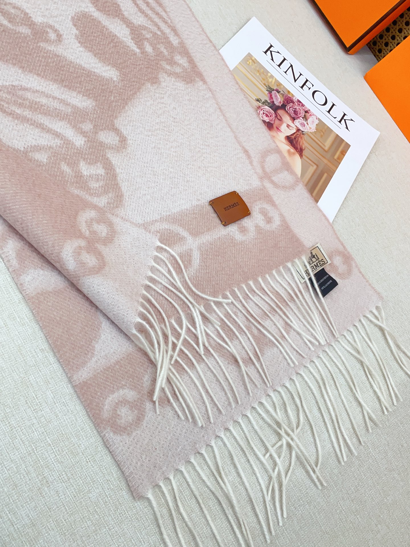 ✨✨【全羊绒款】H家新款【真皮LOGO】羊绒长巾‼️美翻了[流泪]御用殿堂级极品‼️男女同款 进口纯羊绒