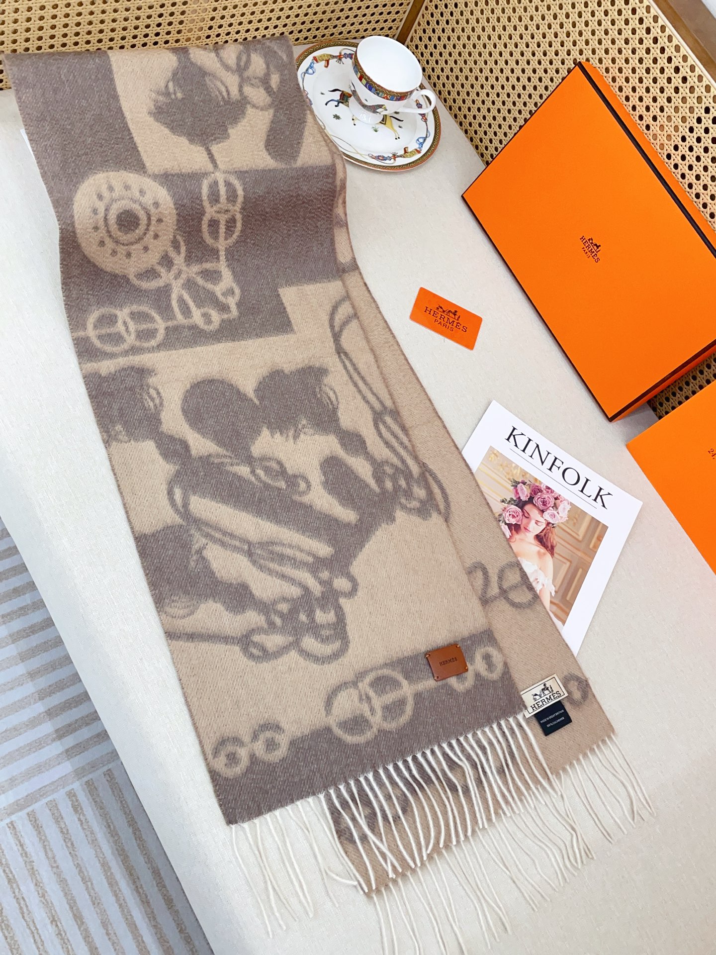 ✨✨【全羊绒款】H家新款【真皮LOGO】羊绒长巾‼️美翻了[流泪]御用殿堂级极品‼️男女同款 进口纯羊绒