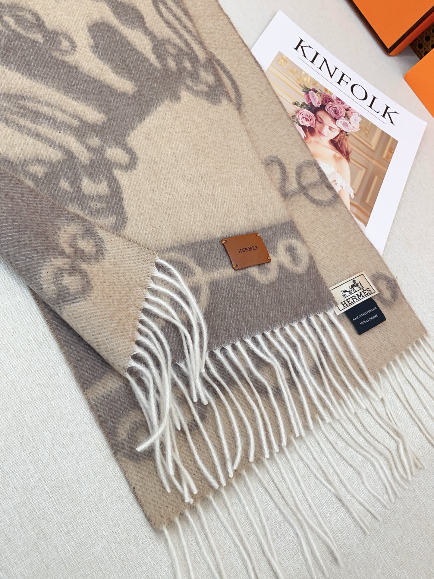 ✨✨【全羊绒款】H家新款【真皮LOGO】羊绒长巾‼️美翻了[流泪]御用殿堂级极品‼️男女同款 进口纯羊绒