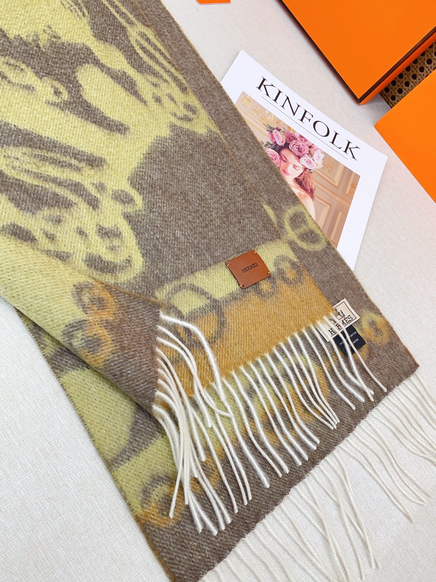 ✨✨【全羊绒款】H家新款【真皮LOGO】羊绒长巾‼️美翻了[流泪]御用殿堂级极品‼️男女同款 进口纯羊绒