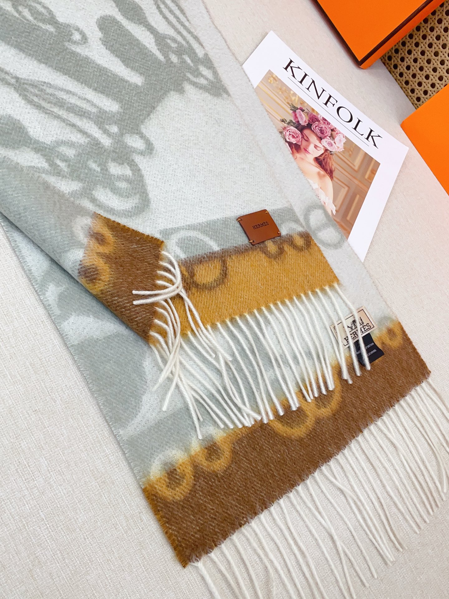 ✨✨【全羊绒款】H家新款【真皮LOGO】羊绒长巾‼️美翻了[流泪]御用殿堂级极品‼️男女同款 进口纯羊绒