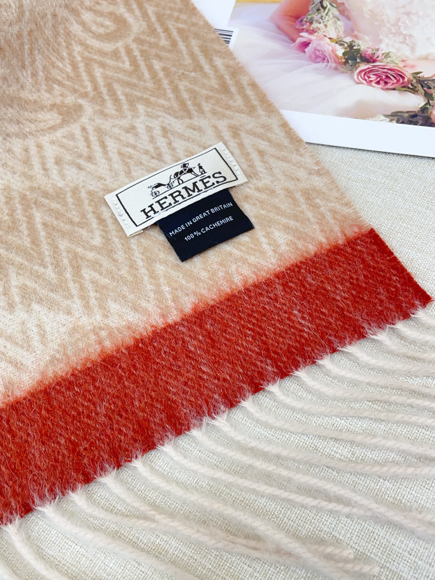 ✨✨【全羊绒款】H家新款【真皮LOGO】羊绒长巾‼️美翻了[流泪]御用殿堂级极品‼️男女同款 进口纯羊绒